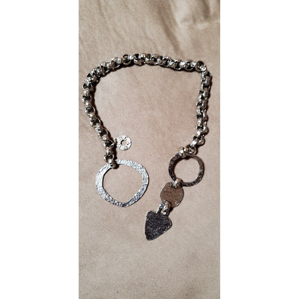 Yosca Silver Link Hoop Necklace Statement Piece Heavy